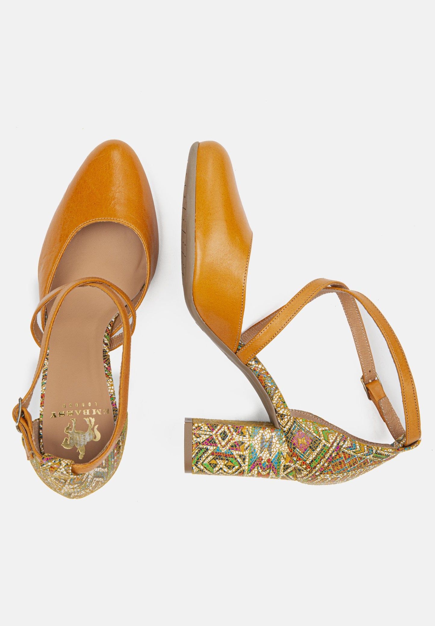 Kylie - Tan & Multi Heels Embassy London