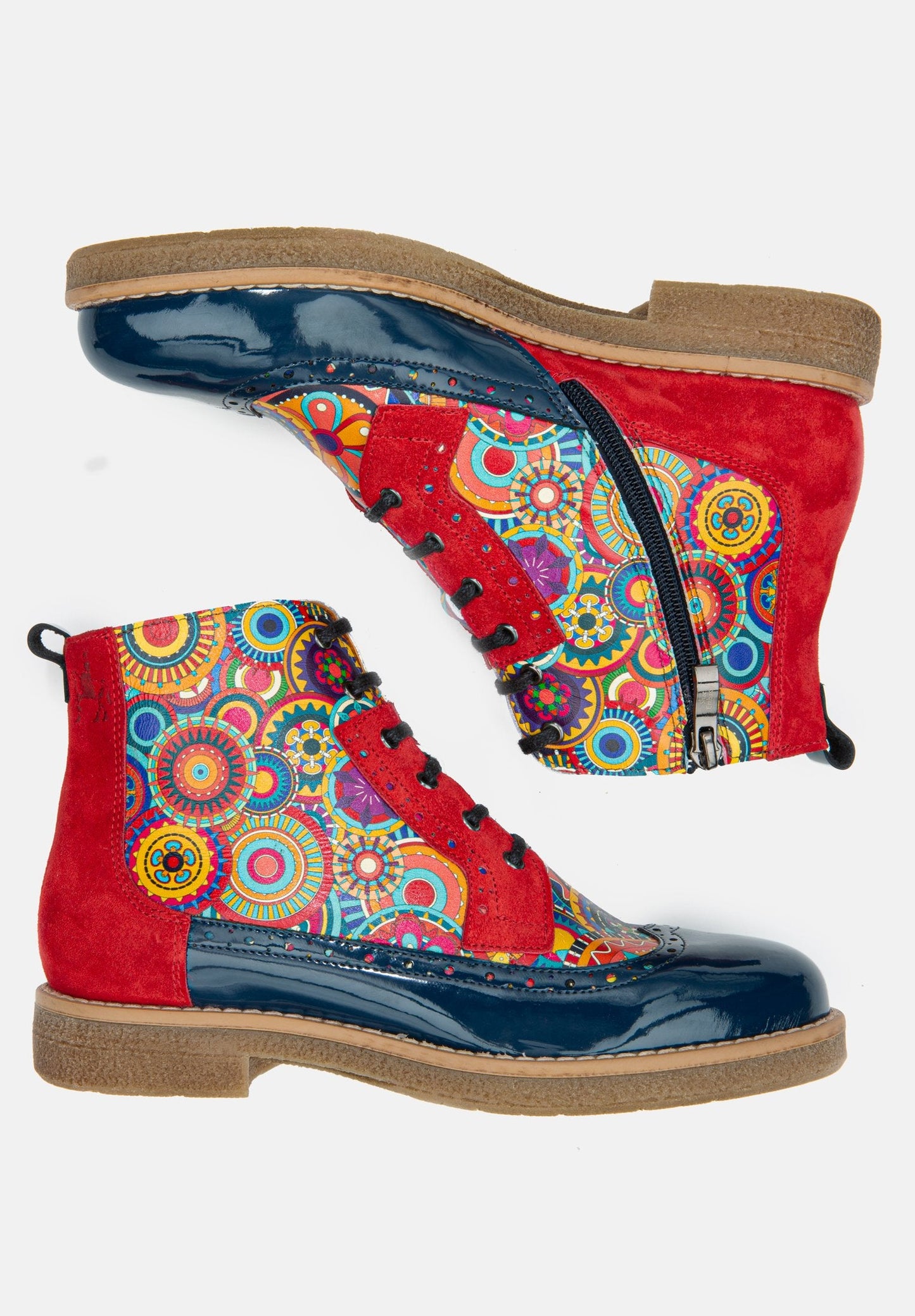 Hatter - 'Signature' Red & Navy Ankle Boots Embassy London