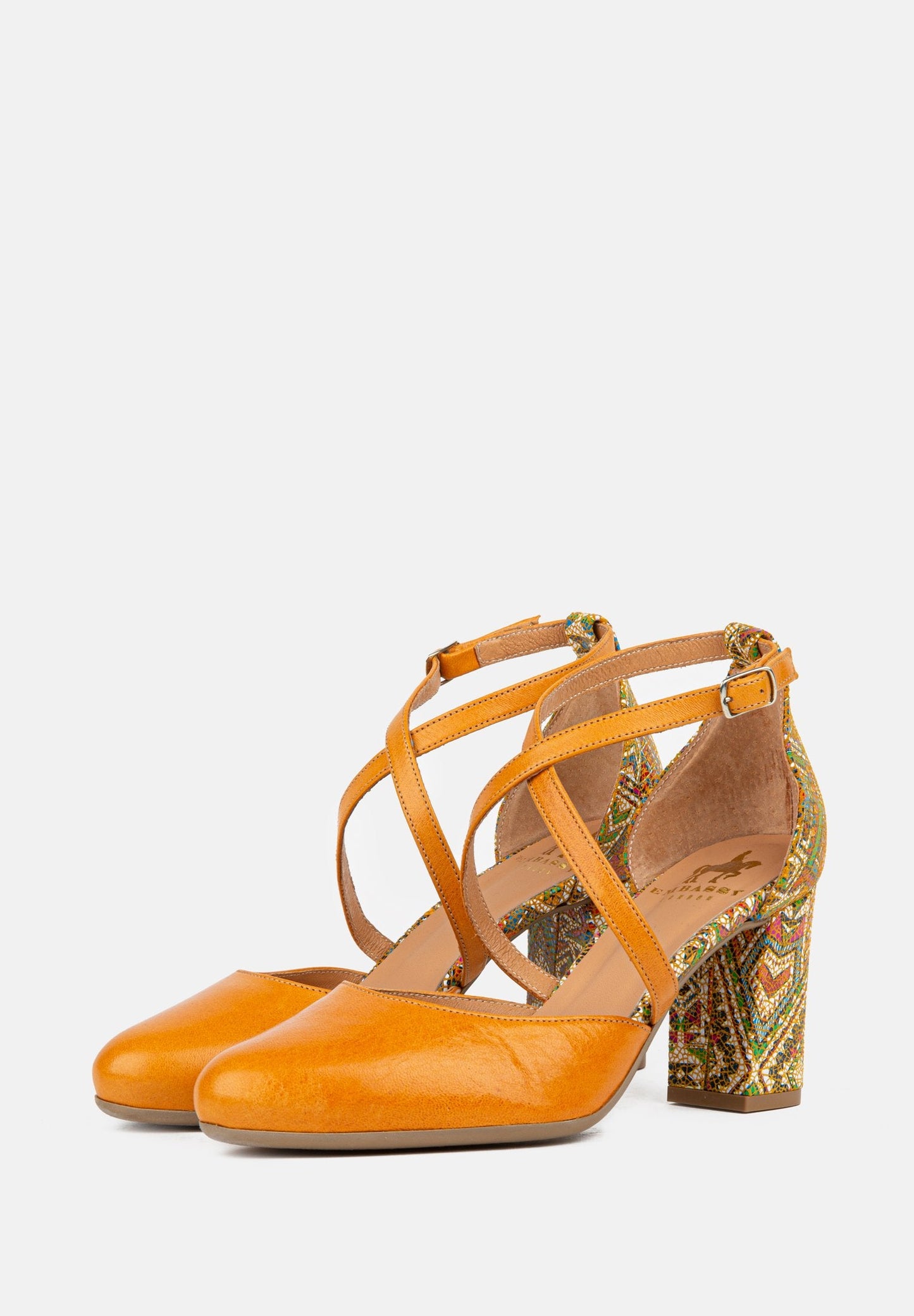 Kylie - Tan & Multi Heels Embassy London