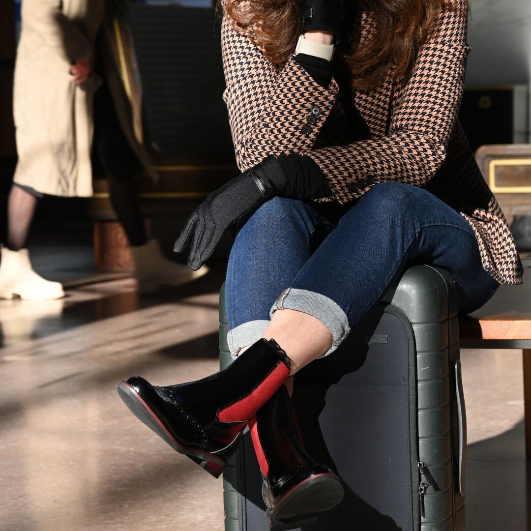 Catherine - Black & Red Ankle Boots Embassy London 