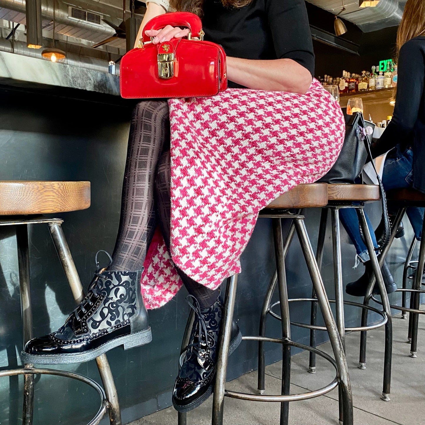 Hatter - Black Floral Ankle Boots Embassy London