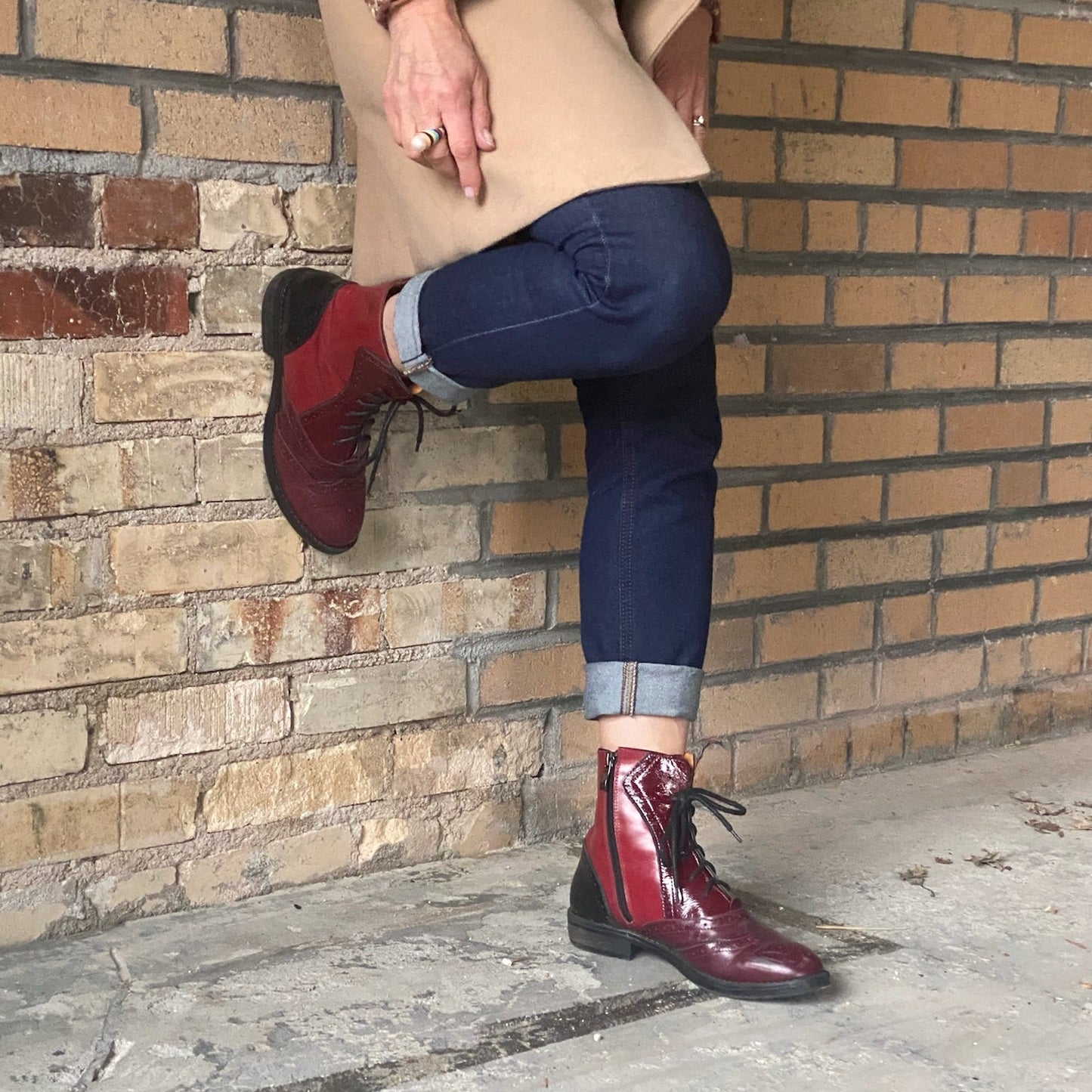Brick Lane Boots - Claret & Red & Black Ankle Boots Embassy London