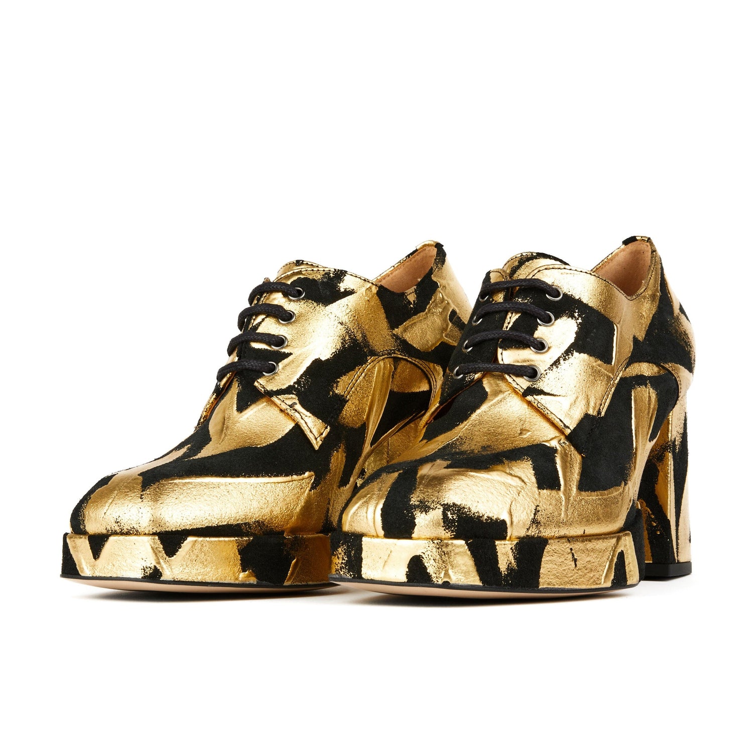 Roulette Platform - Gold & Black Womens Heels Embassy London 