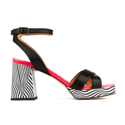 Long Beach - Optical Zebra & Black & Pink Womens Heels Embassy London 