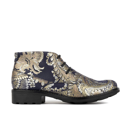 Laviva - Blue & Silver Paisley Womens Ankle Boots Embassy London 