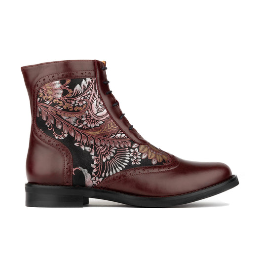 Mantis - Floral & Burgundy Womens Ankle Boots Embassy London 