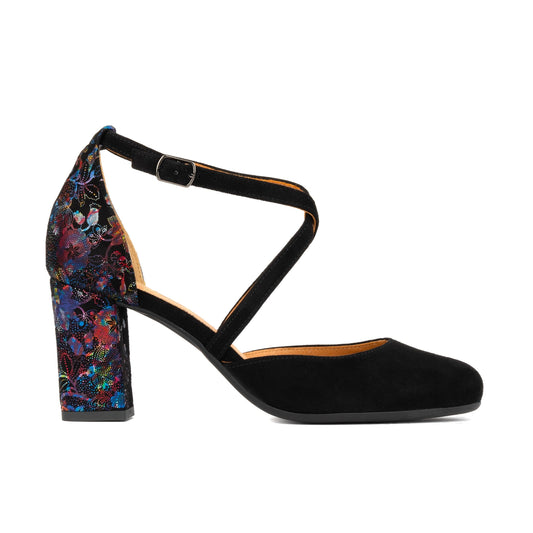 Kylie - Black Flower Womens Heels Embassy London 