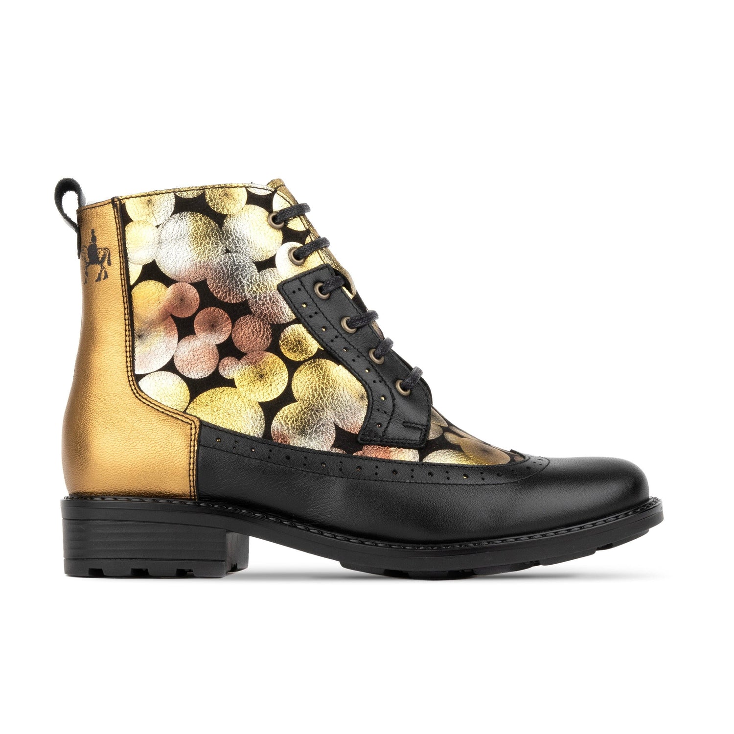 Milliner Wool - Black & Gold Sphere Womens Ankle Boots Embassy London 