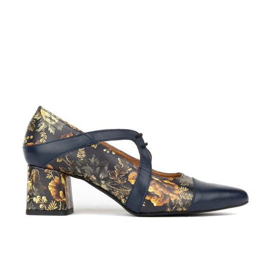 Harlowe High - Navy & Autumn Bloom Womens Heels Embassy London 