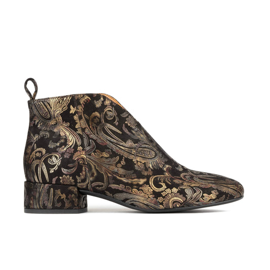 Iris - Black & Gold & Burgundy Womens Ankle Boots Embassy London 