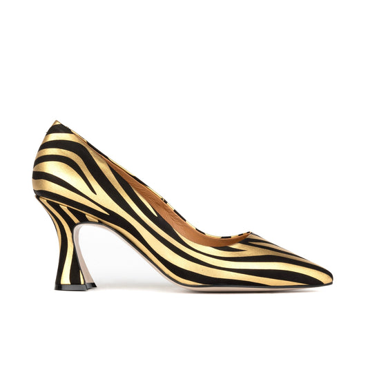 Sophia Hollywood - Black & Gold Stripes Womens Heels Embassy London 