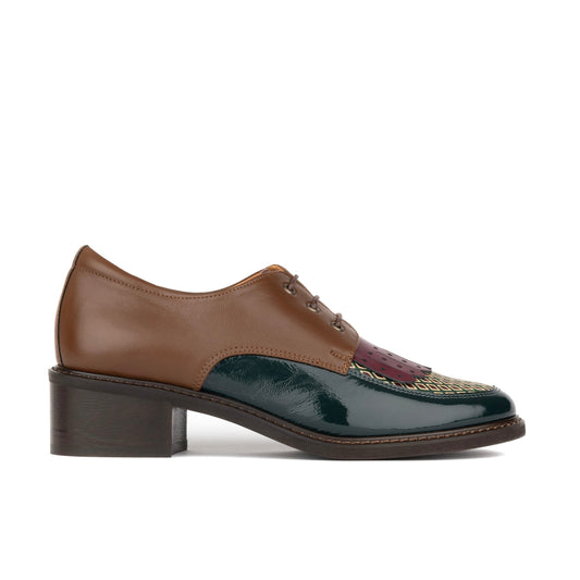 Retro Tone - Green & Brown & Purple Womens Heels Embassy London 