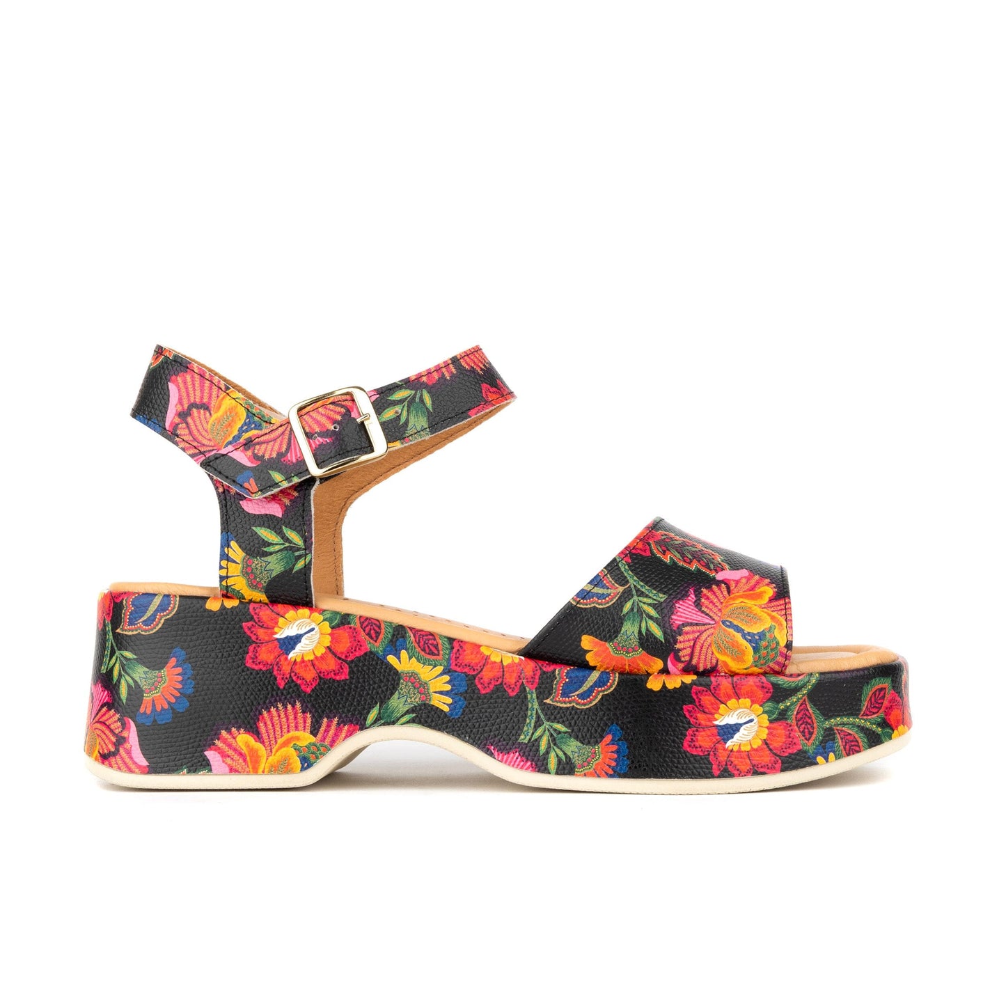 Palm Rise - Black & Red Flowers Womens Sandals Embassy London 