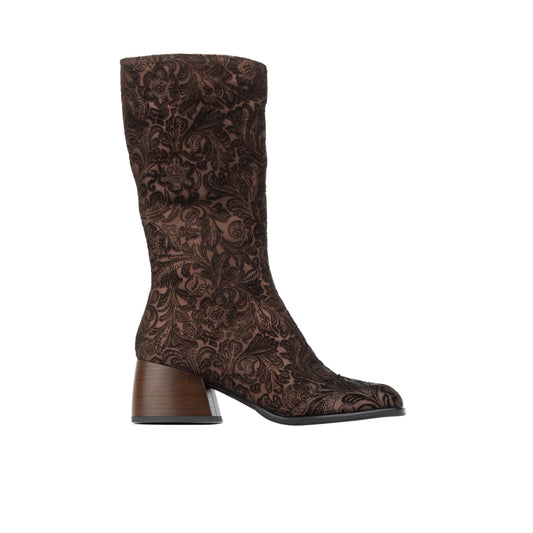 Leticia - Burgundy Floral Emboss Womens Long Boots Embassy London 