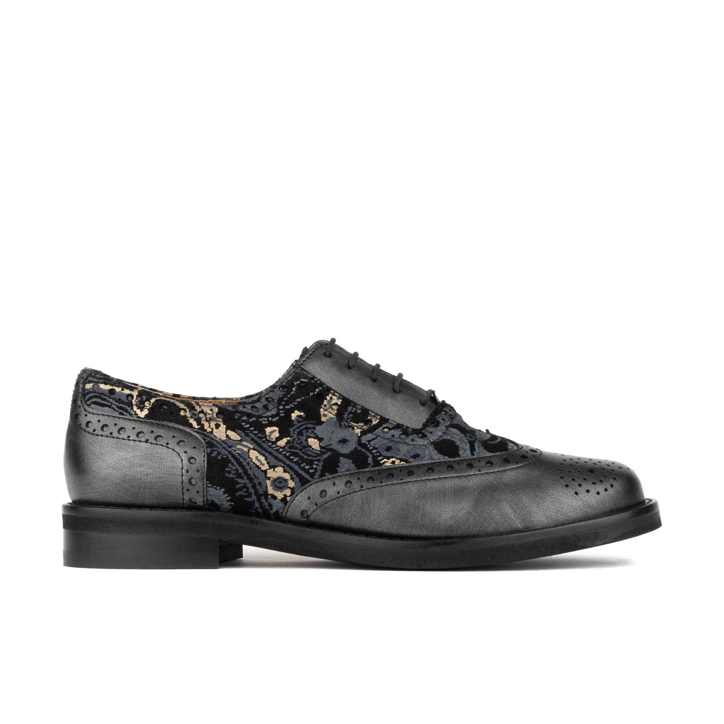 Vivienne - Black & Grey & Gold Womens Shoes Embassy London 