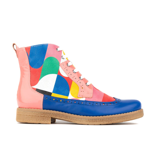 Hatter - Blue & Pink Groovy Womens Ankle Boots Embassy London 