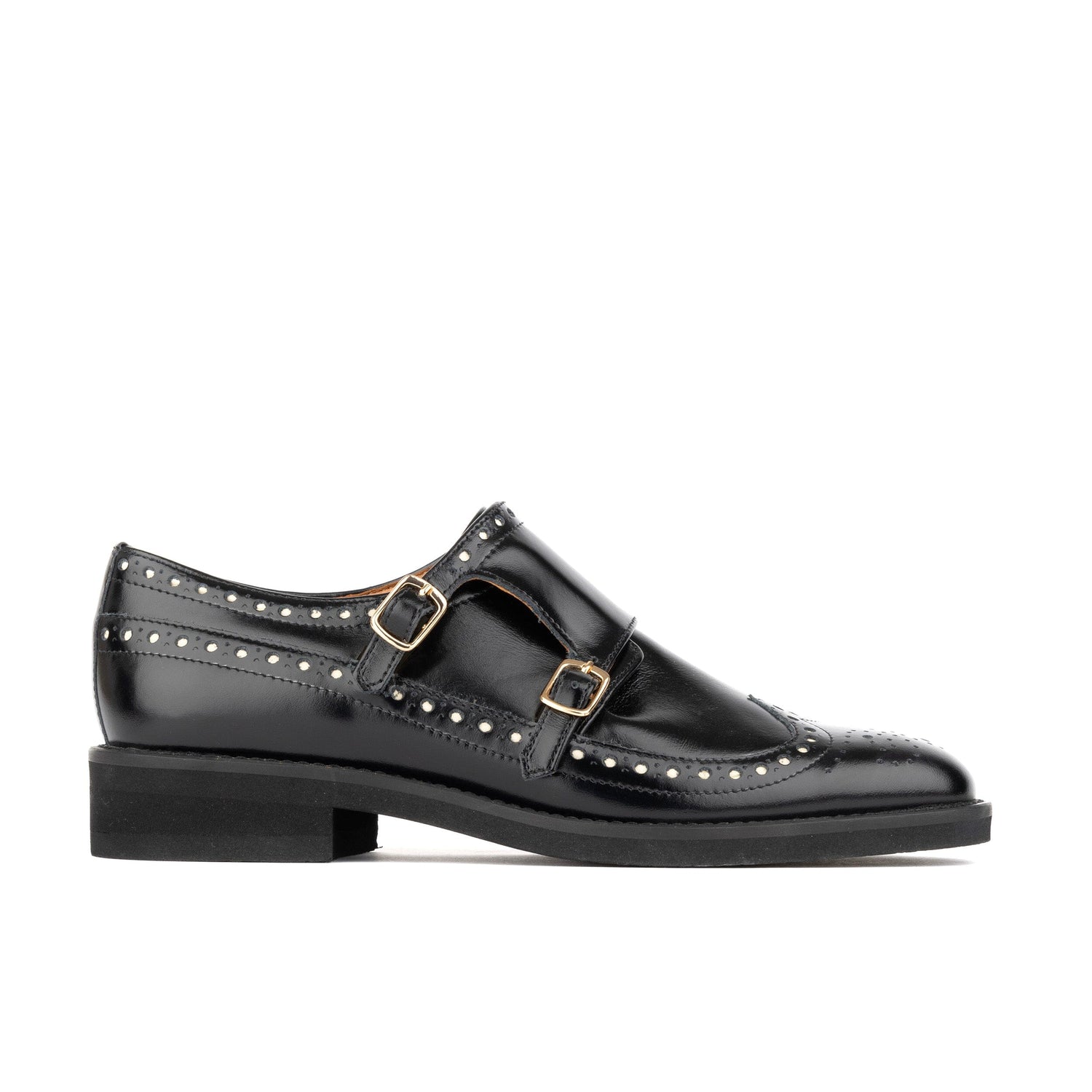 Embassy London USA Women's Windsor Water Resistant Double Monk - Black - Loafers