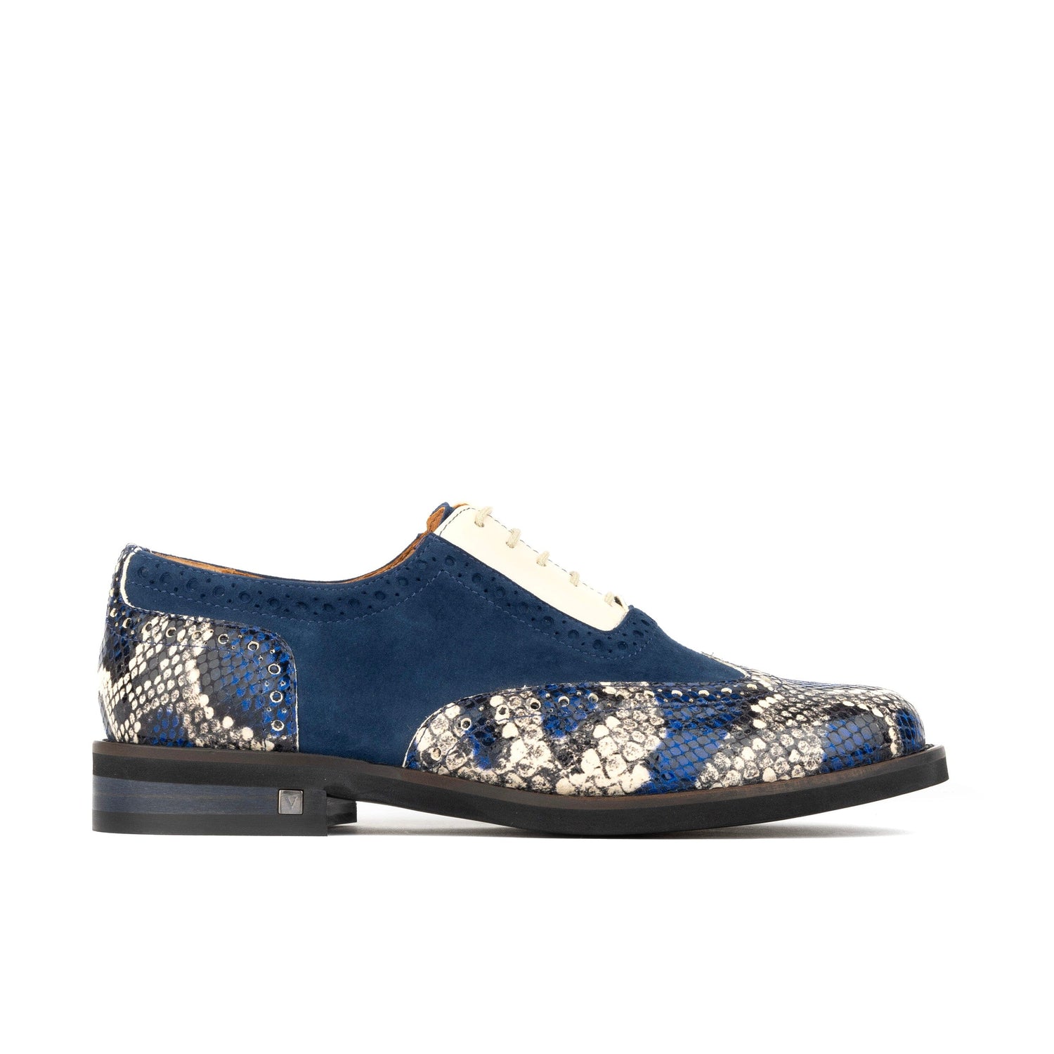 Women's Oxford Shoes Blue Snake Print Embassy London Vivienne – Embassy London USA