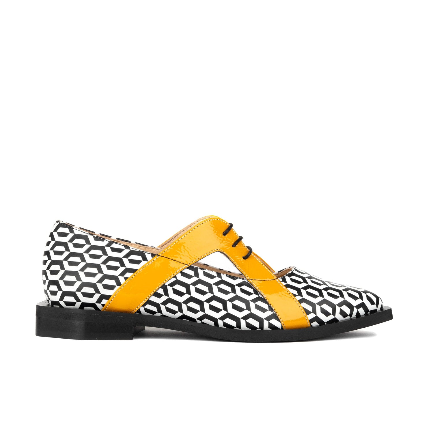 Harlowe - Black & White Hexa & Yellow Womens Shoes Embassy London 