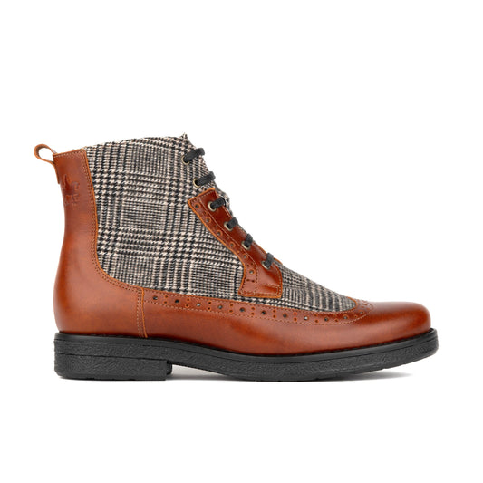 Hatter - Brown & Brown Check Womens Ankle Boots Embassy London 