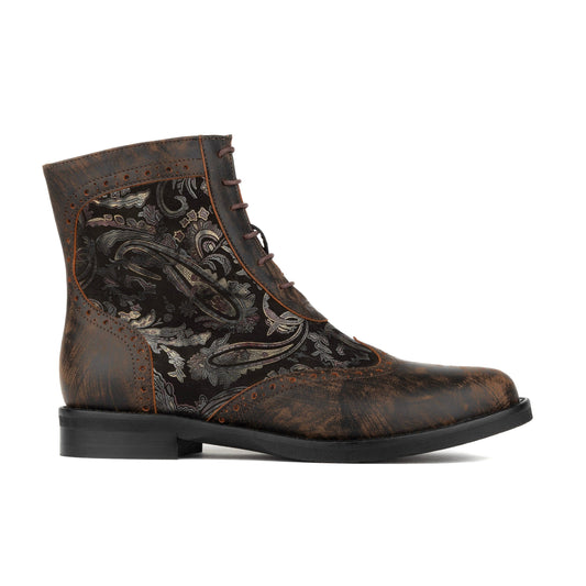 Mantis - Black & Gold & Burgundy Womens Ankle Boots Embassy London 