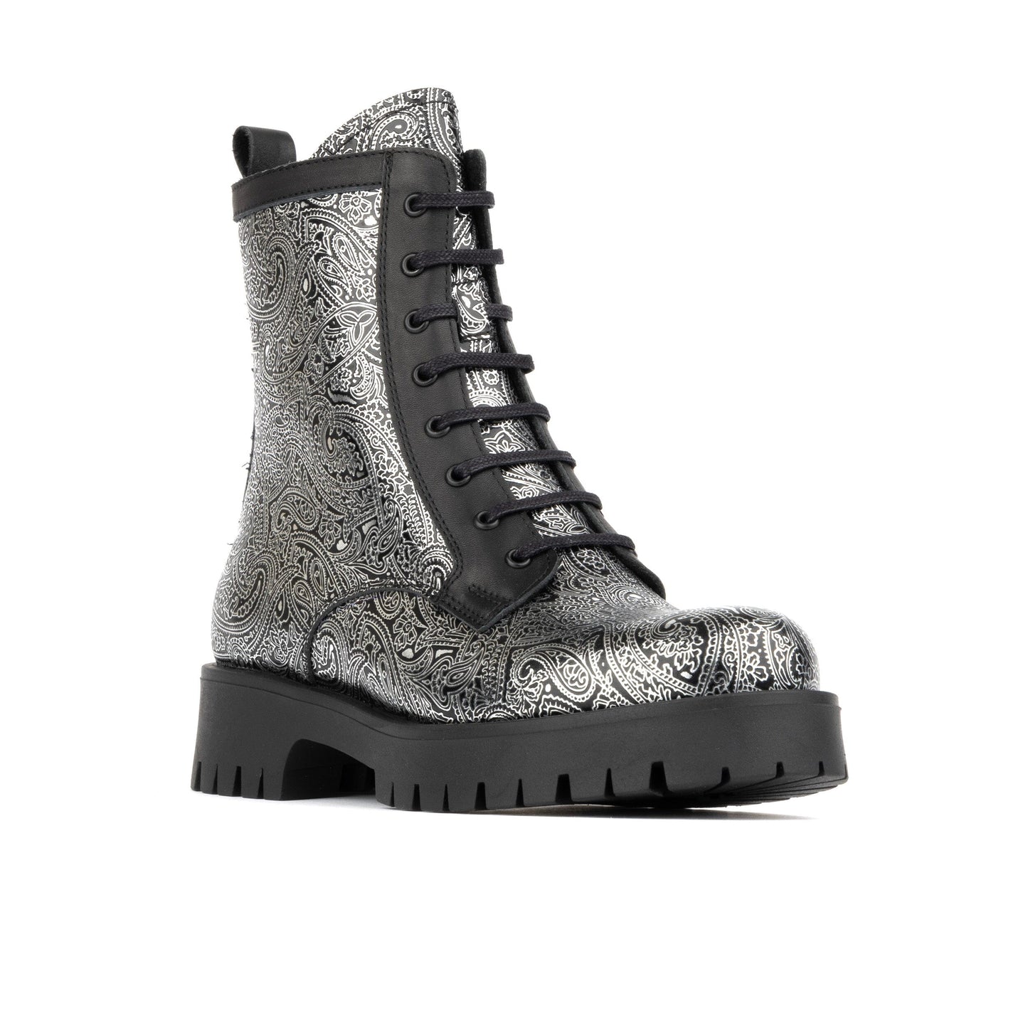 Traveller Platform Wool - Black & Silver Womens Ankle Boots Embassy London 