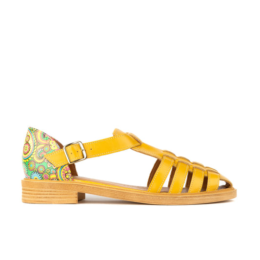 Sandy - Yellow & Festival Print Womens Sandals Embassy London 
