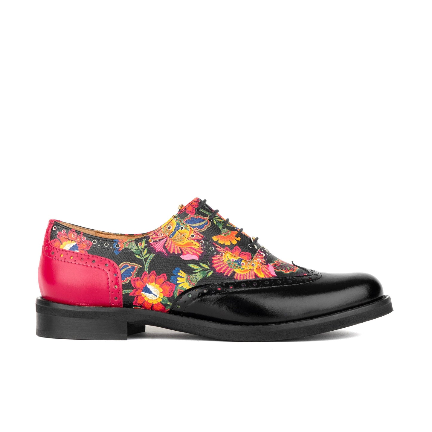 Vivienne - Black & Red Flowers Womens Shoes Embassy London 