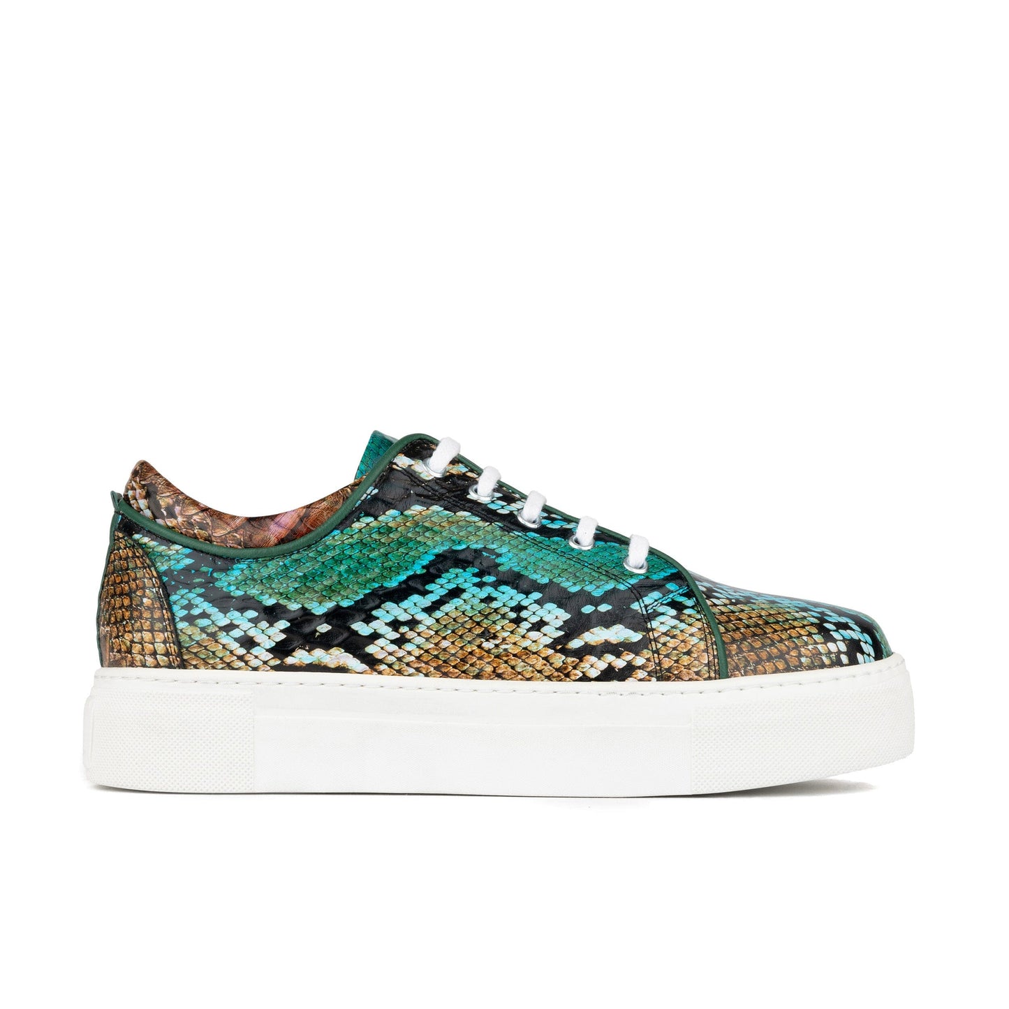 Camila - Green & Brown Snake Pattern Womens Trainers Embassy London 