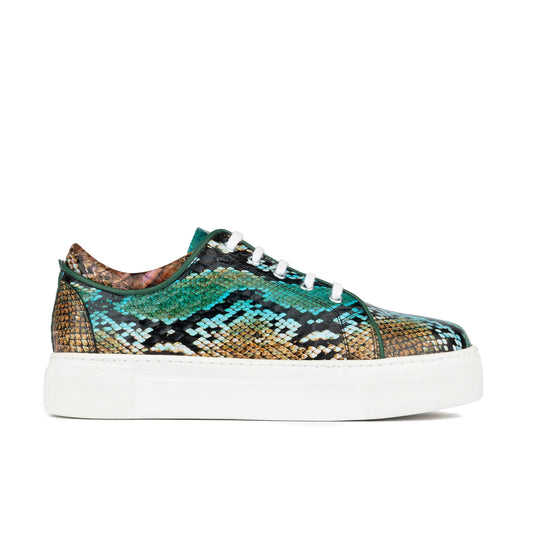 Camila - Green & Brown Snake Pattern Womens Trainers Embassy London 