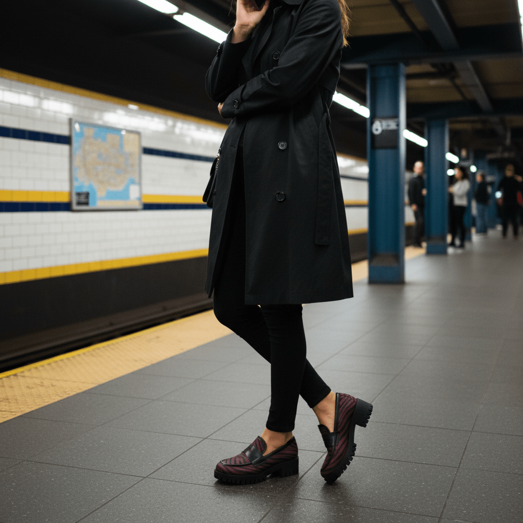 Nancy - Burgundy & Black Womens Loafers Embassy London 