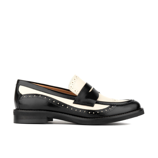 Angelina - Black & Cream Womens Loafers Embassy London 