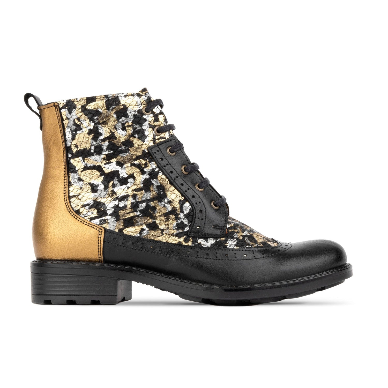 Milliner - Black & Gold Shimmer Womens Ankle Boots Embassy London 