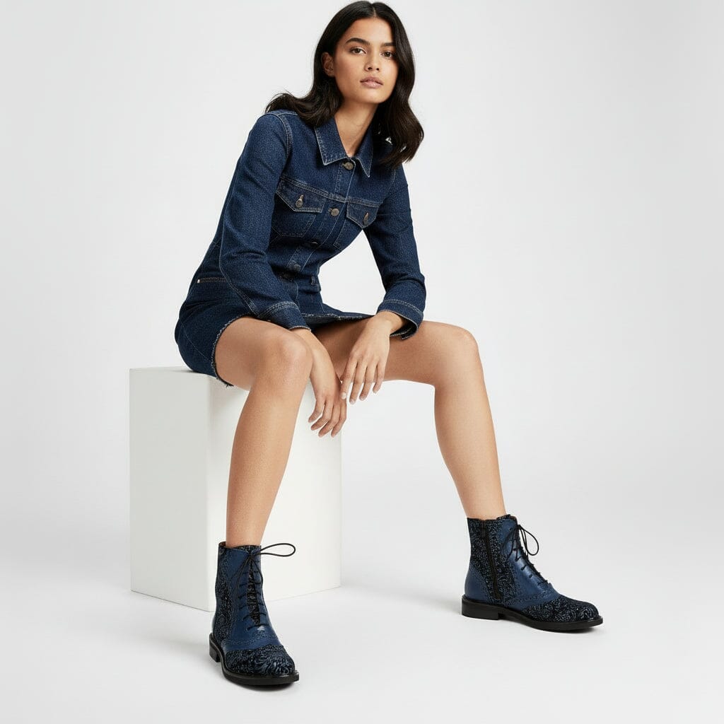 Brick Lane Boots - Blue Multi Womens Ankle Boots Embassy London 