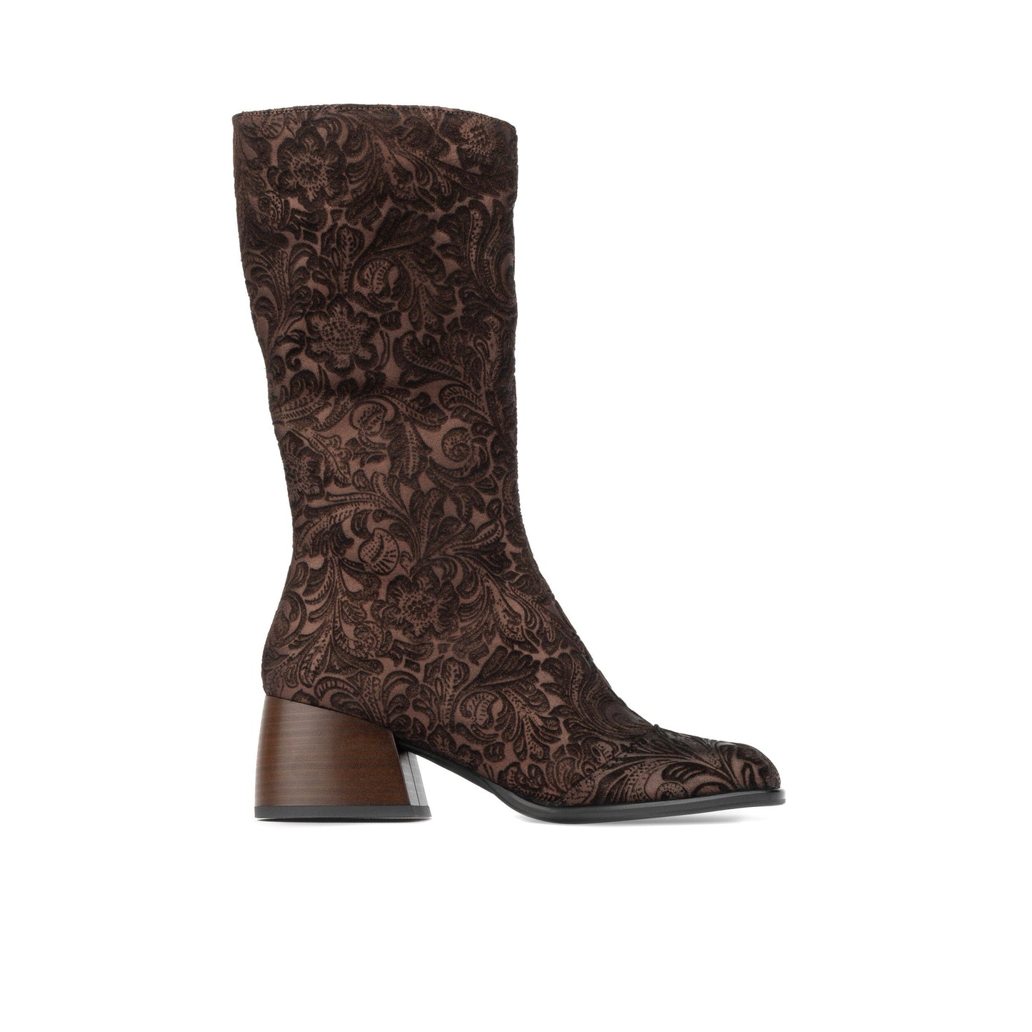 Leticia - Burgundy Floral Emboss Womens Tall Boots Embassy London 