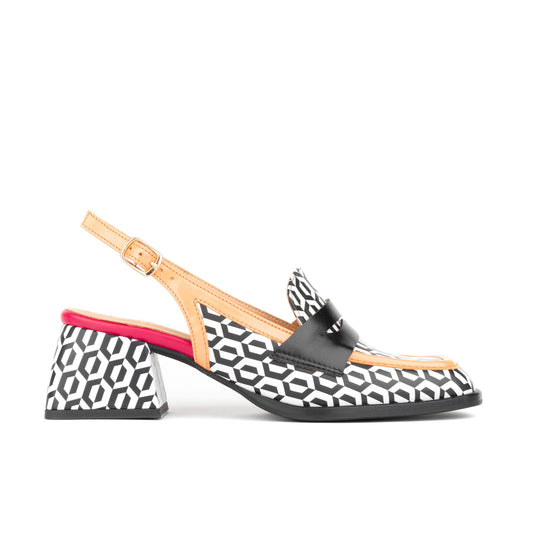Diana - Black & White Hexa Womens Heels Embassy London 
