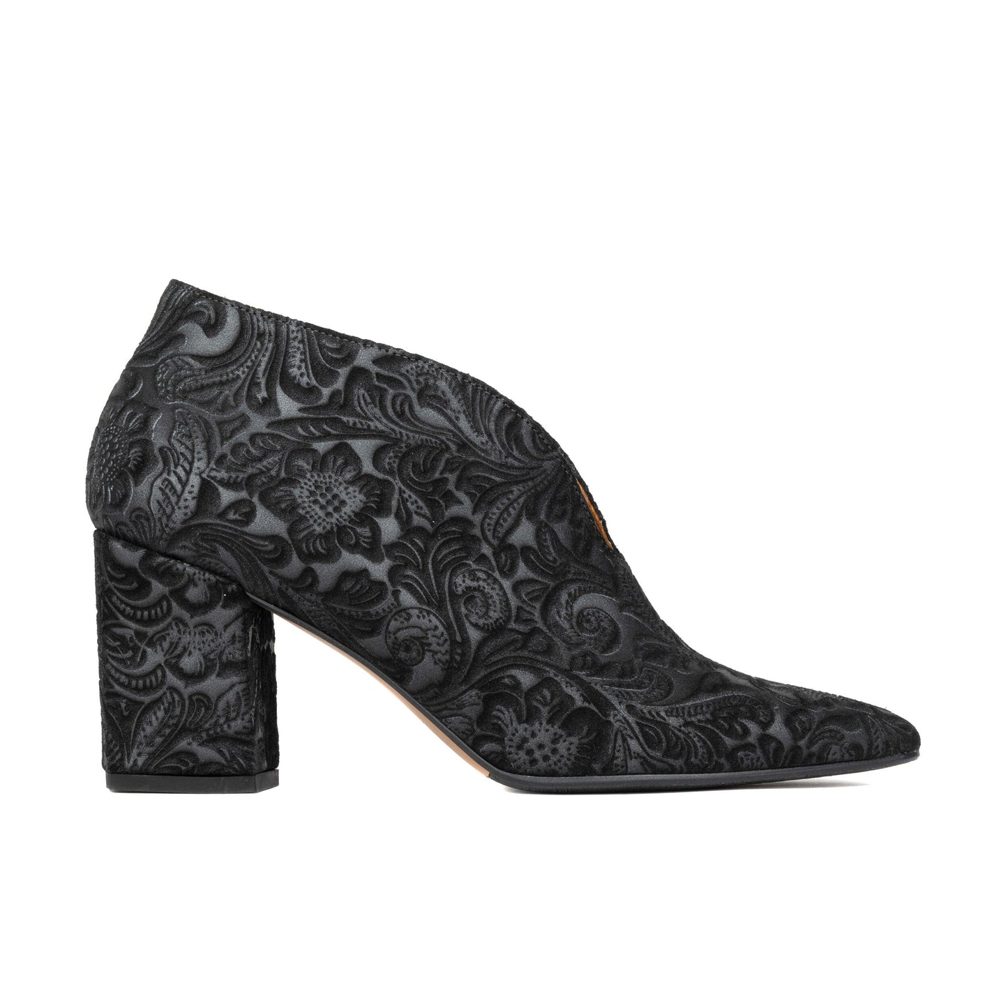 Charlotte - Black Floral Emboss Womens Heels Embassy London 