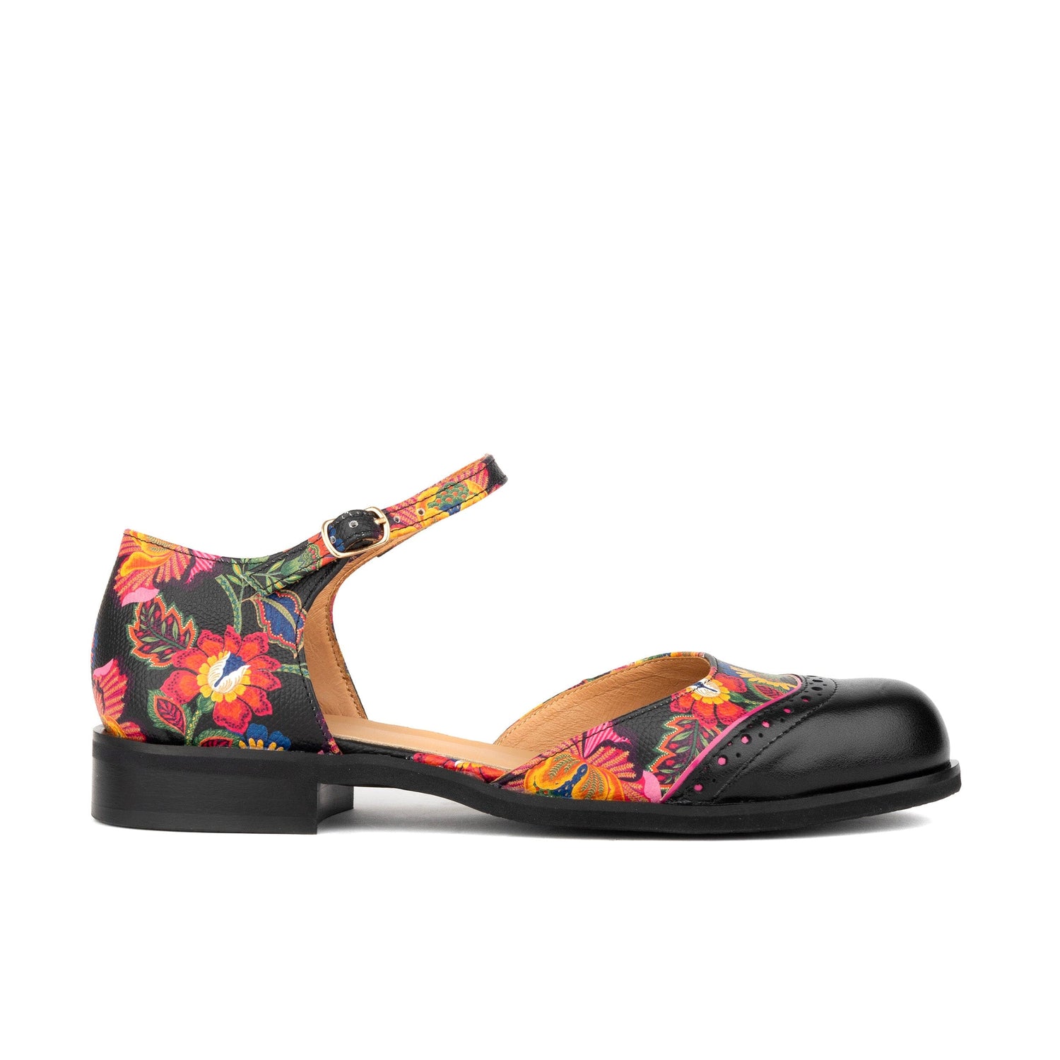 Women's Mary Jane Shoes Black Red Floral Embassy London Gigot