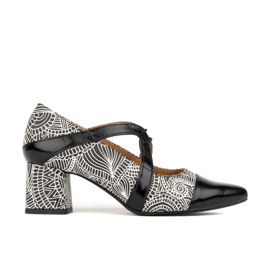 Harlowe High - Black & White & Graphic Print Womens Heels Embassy London 