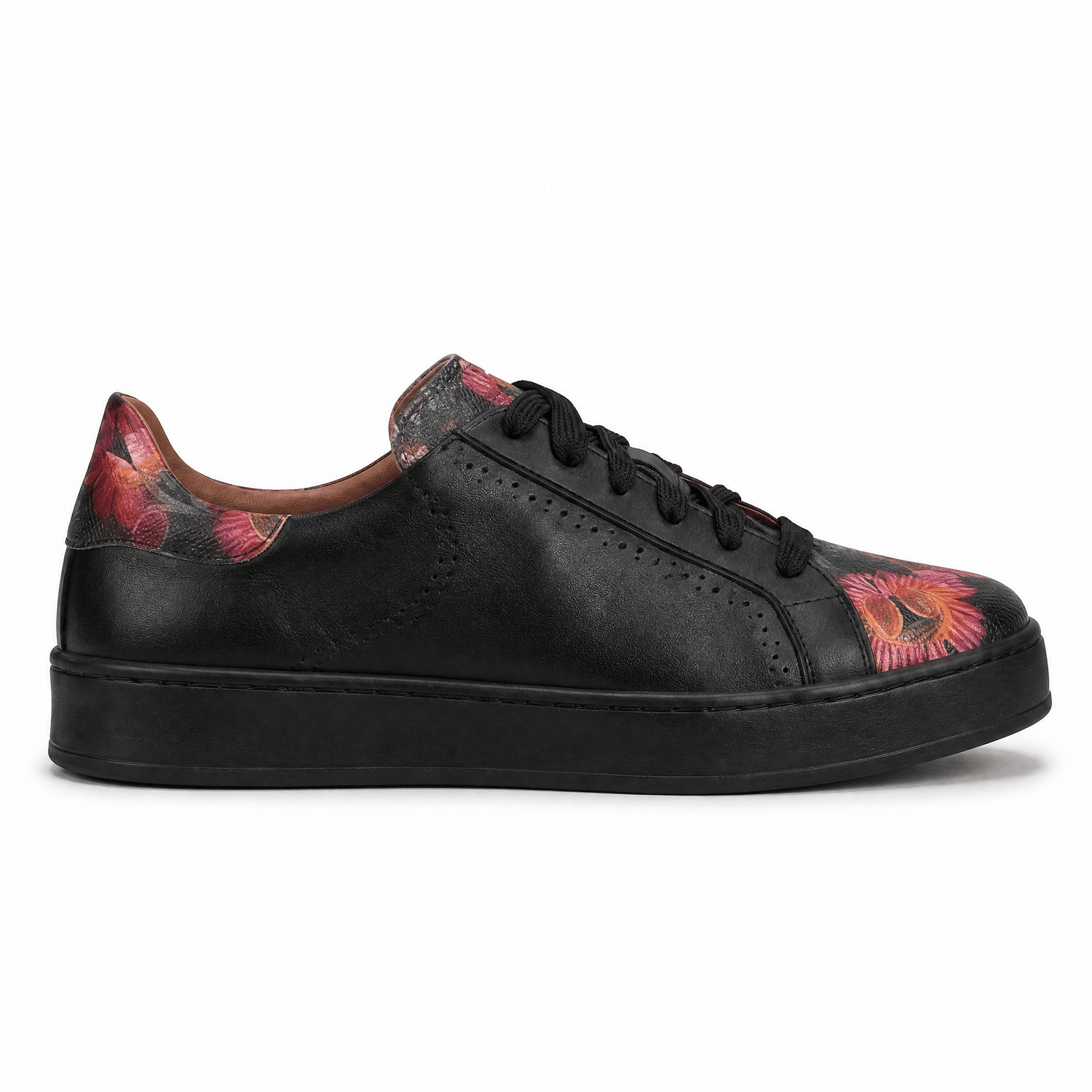 Serena - Black & Flowers Womens Trainers Embassy London 