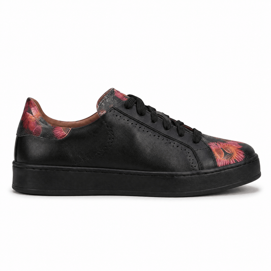 Serena - Black & Flowers Womens Trainers Embassy London 