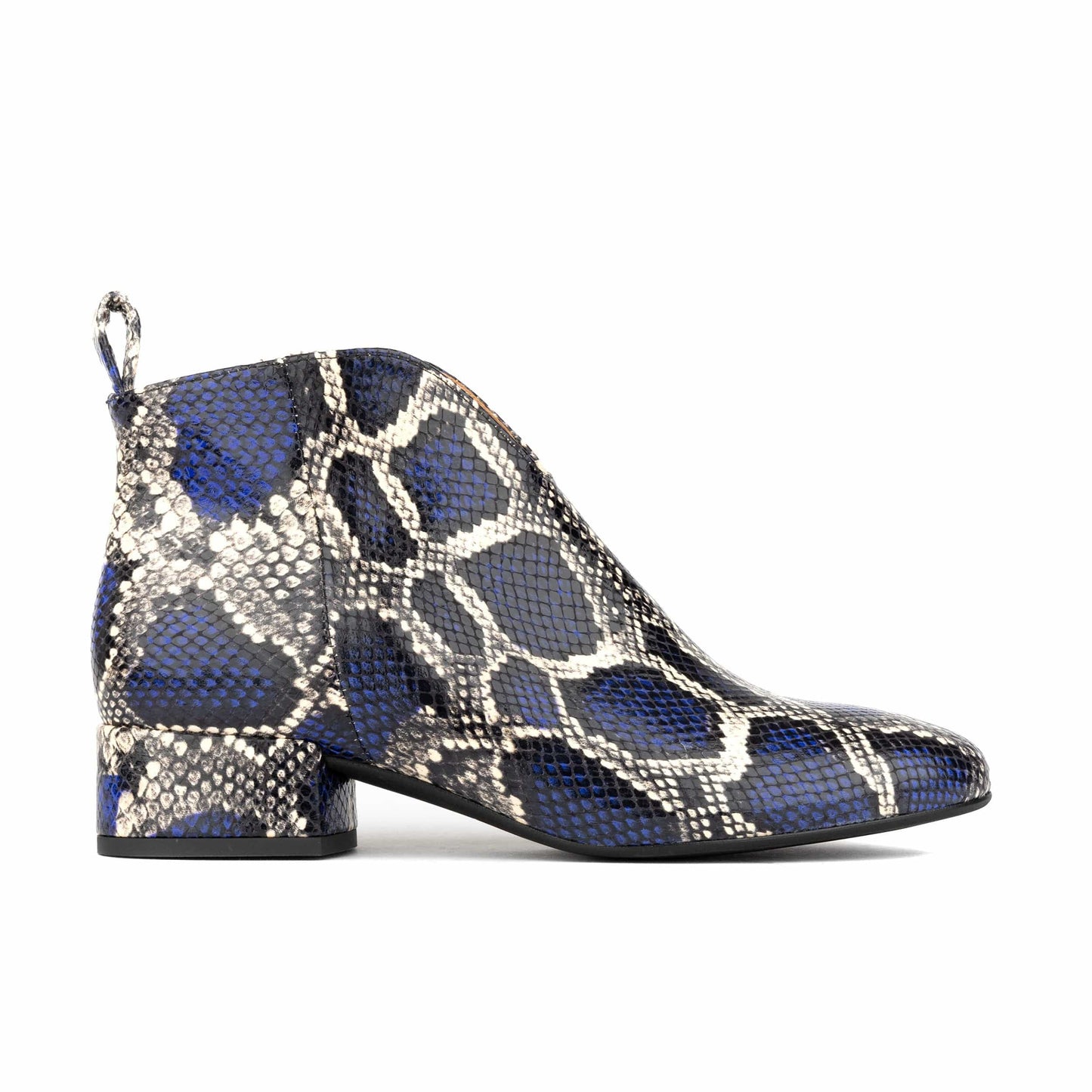 Iris - Blue Snake - Women's leather ankle boot with soft insoles Womens Ankle Boots Embassy London 