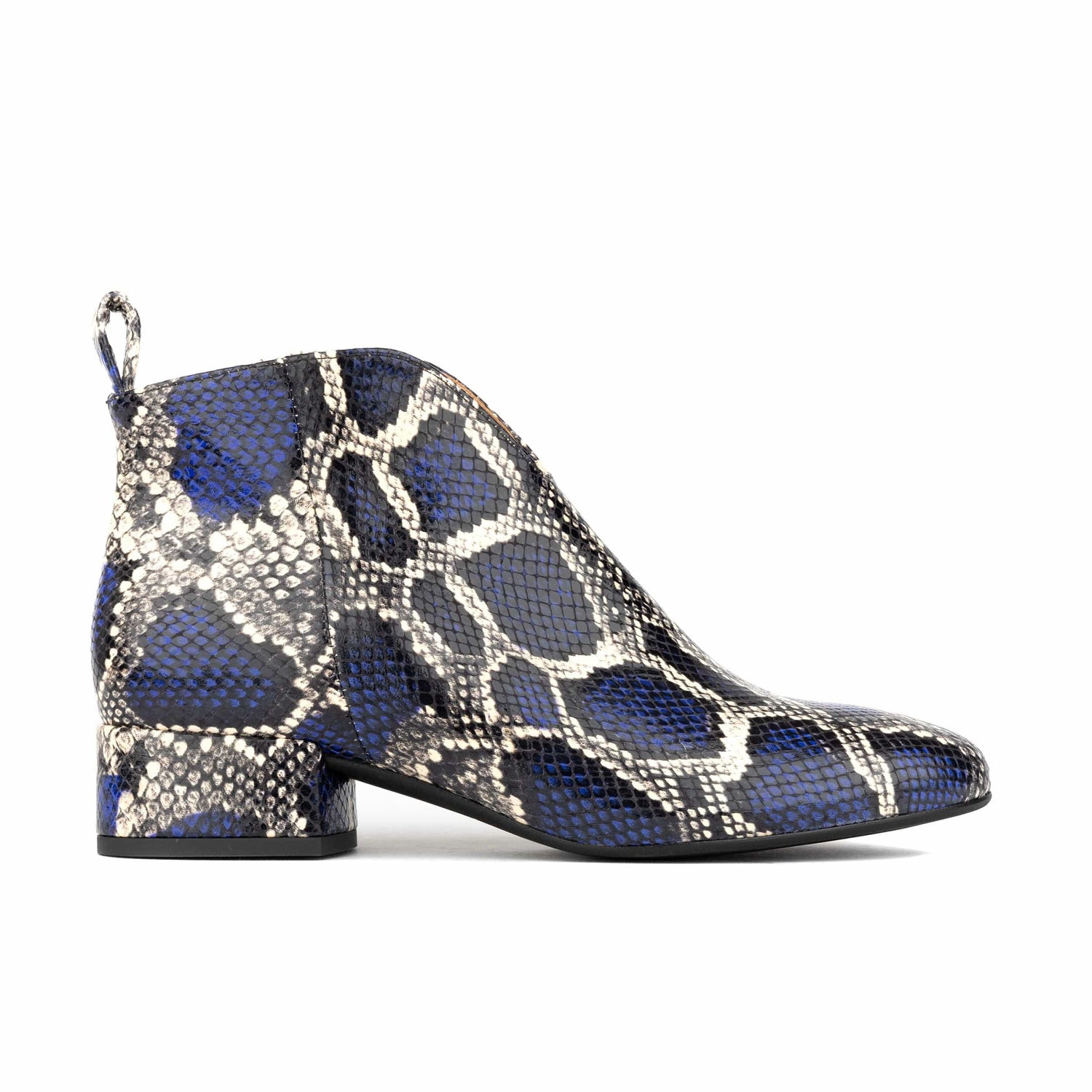 Iris - Blue Snake - Women's leather ankle boot with soft insoles Womens Ankle Boots Embassy London 