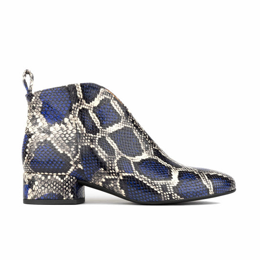 Iris - Blue Snake - Women's leather ankle boot with soft insoles Womens Ankle Boots Embassy London 