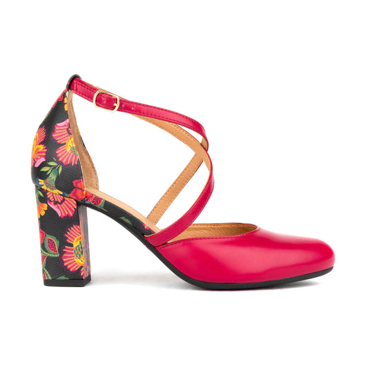 Kylie - Black & Red Flowers Womens Heels Embassy London 