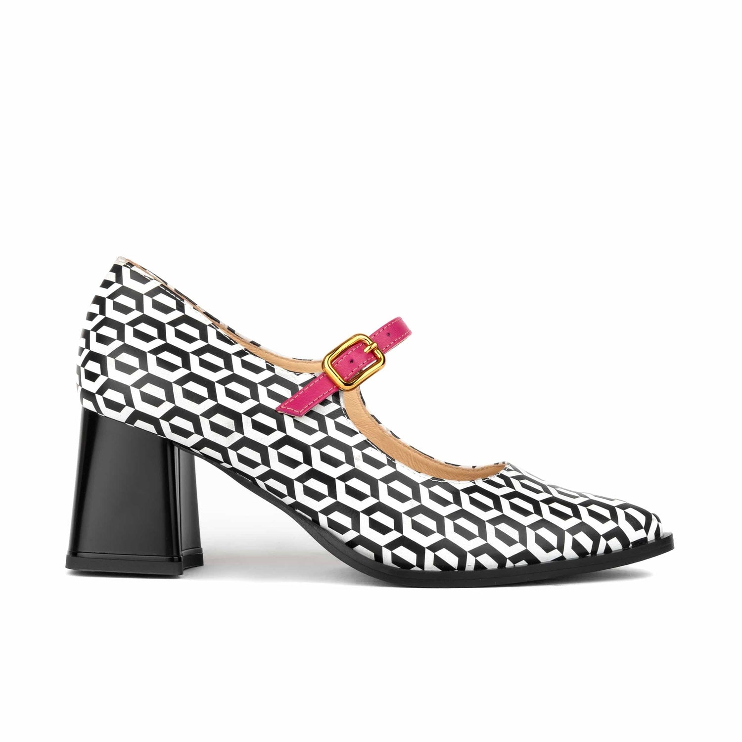 Hyde - Pink & Hexa Print - Women's Leather Mary Jane Pump Womens Heels Embassy London 