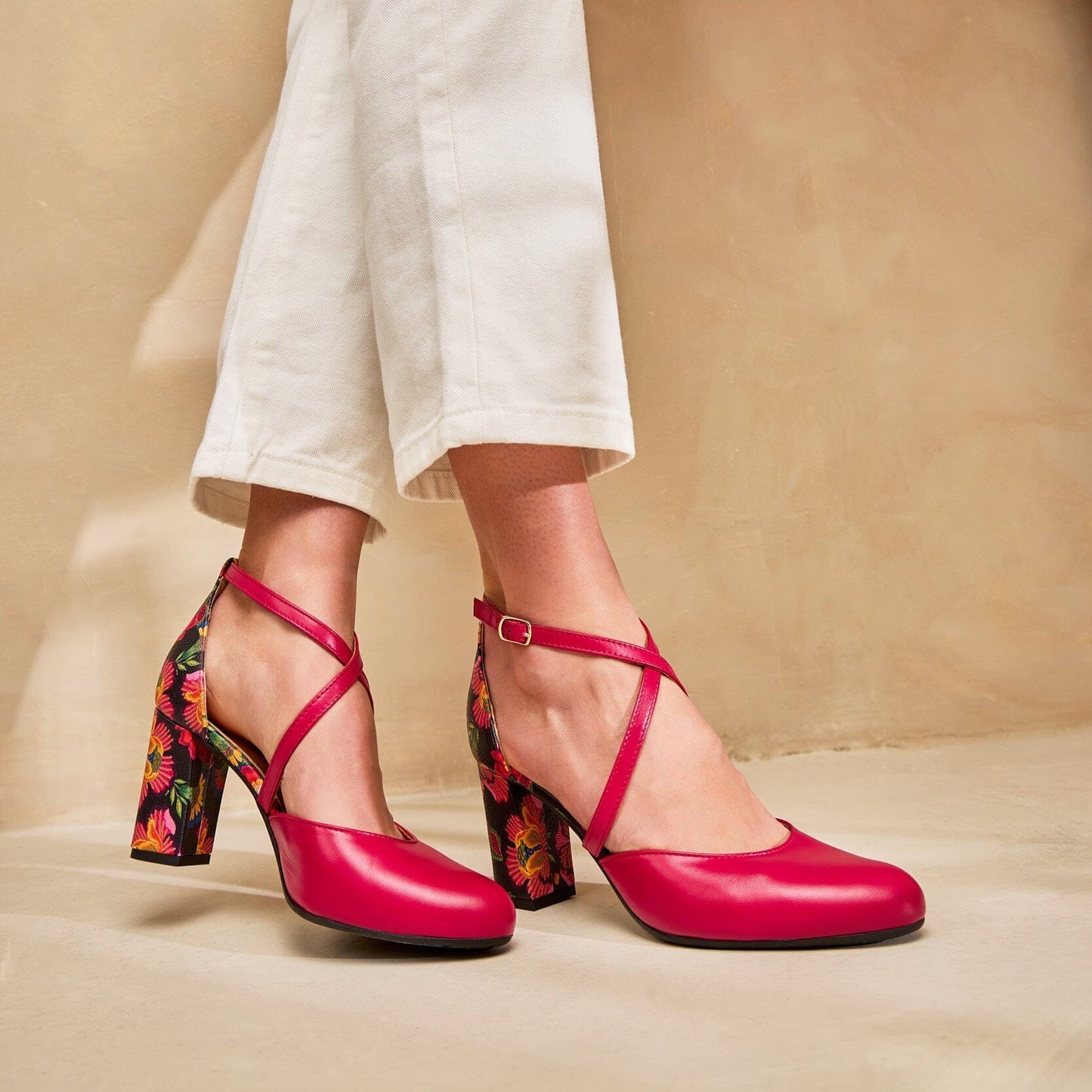 Kylie - Black & Red Flowers Womens Heels Embassy London 
