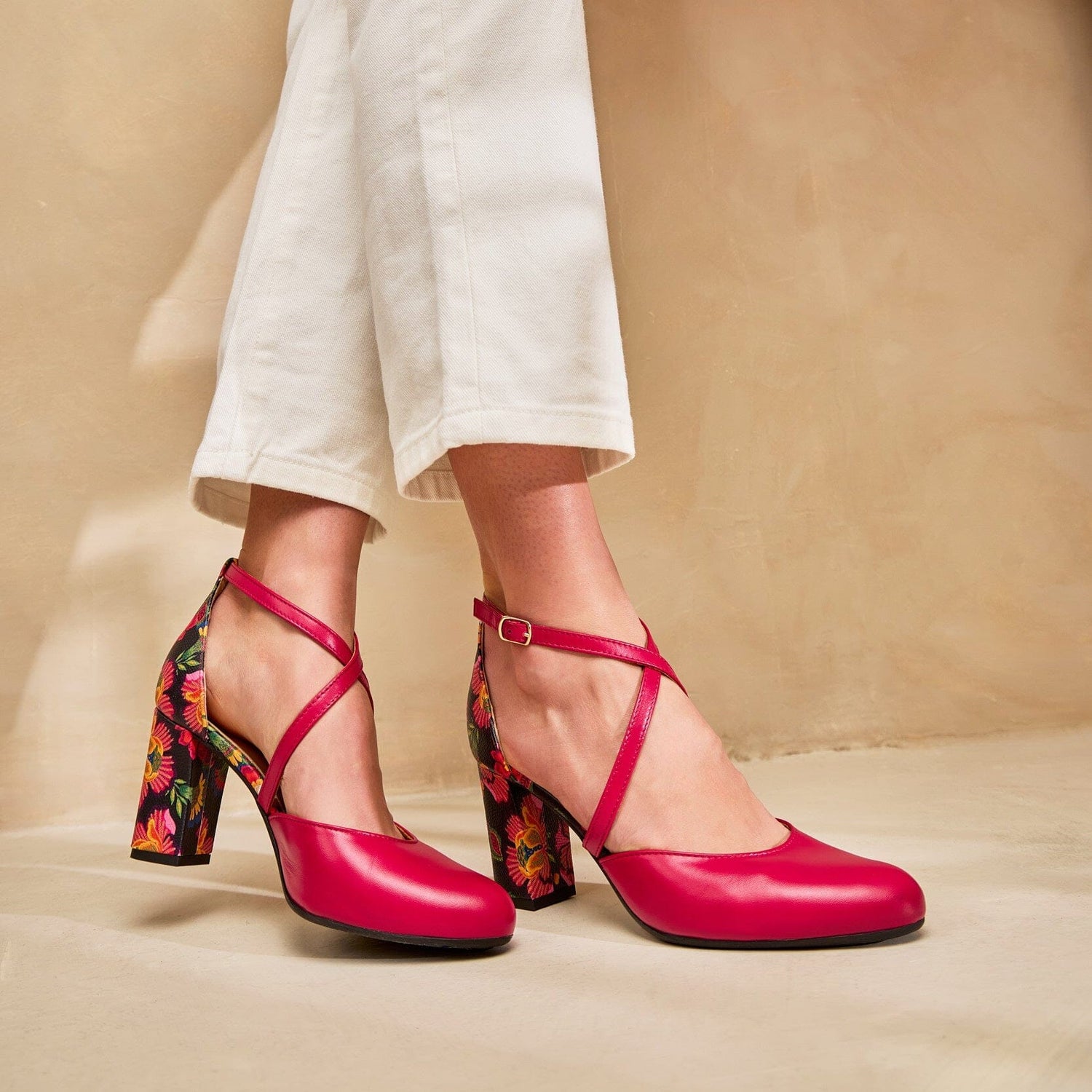 Kylie - Black & Red Flowers Womens Heels Embassy London 