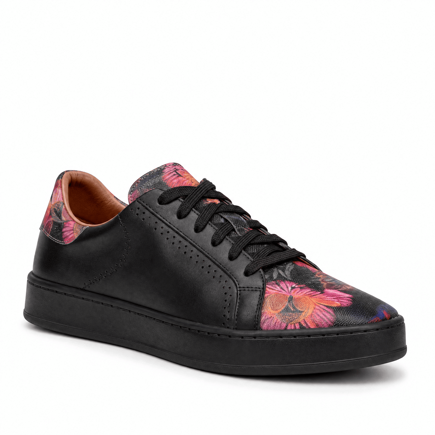 Serena - Black & Flowers Womens Trainers Embassy London 