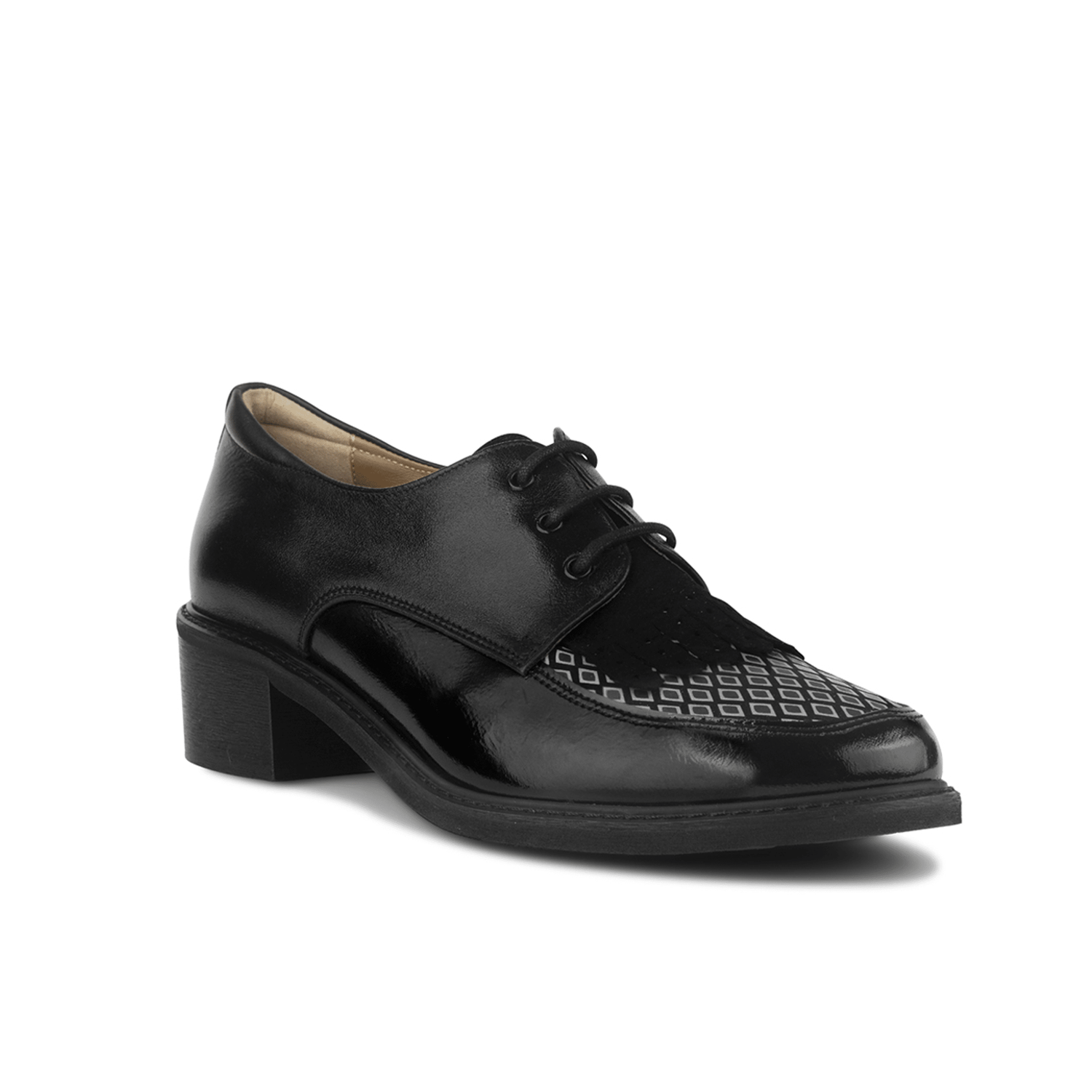 grey dress shoes womens Women's Heeled Oxford Shoes Black Grey Diamond Embassy London Retro Tone – Embassy London USA